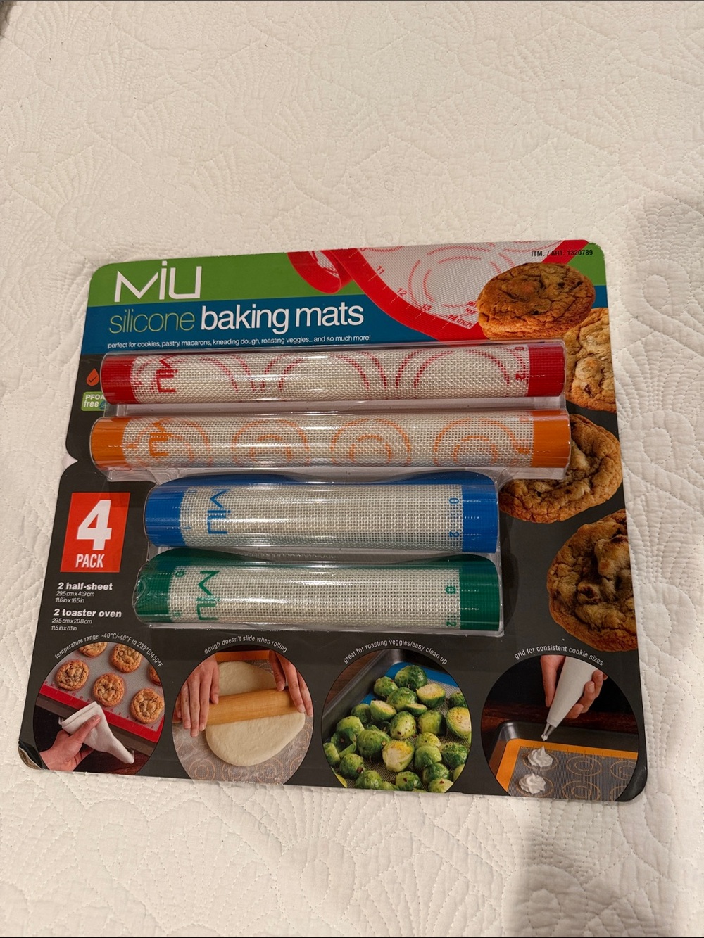 MiU Silicone Baking Mats 4-Pack in Red, Orange, Blue, Green